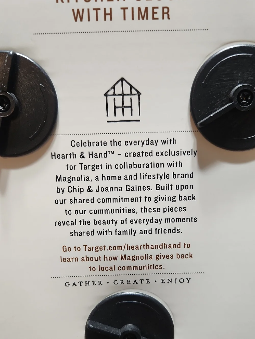 HEARTH&HAND KITCHEN CLOCK with TIMER